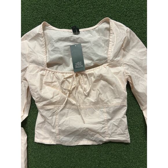 Wild Fable Blouse Womens XS Light Pink Long Sleeve Square Neck Crop Top New - Picture 4 of 7